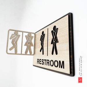 Bảng restroom SAN-TL22 - Bảng toilet dán tường kết hợp bảng vẫy