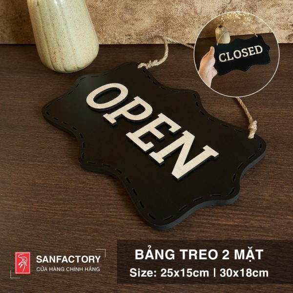 Bảng gỗ SAN-OC07: bảng treo cửa 2 mặt Open - Closed