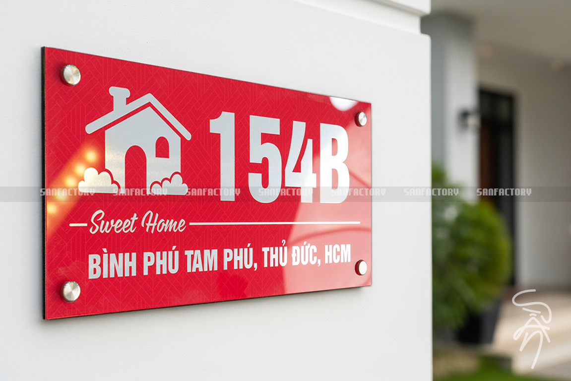 Biển số nhà in UV nền Alu gương