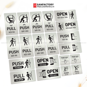 Bảng pull push chất liệu nhôm alu hướng dẫn kéo đẩy đóng mở cửa ra vào