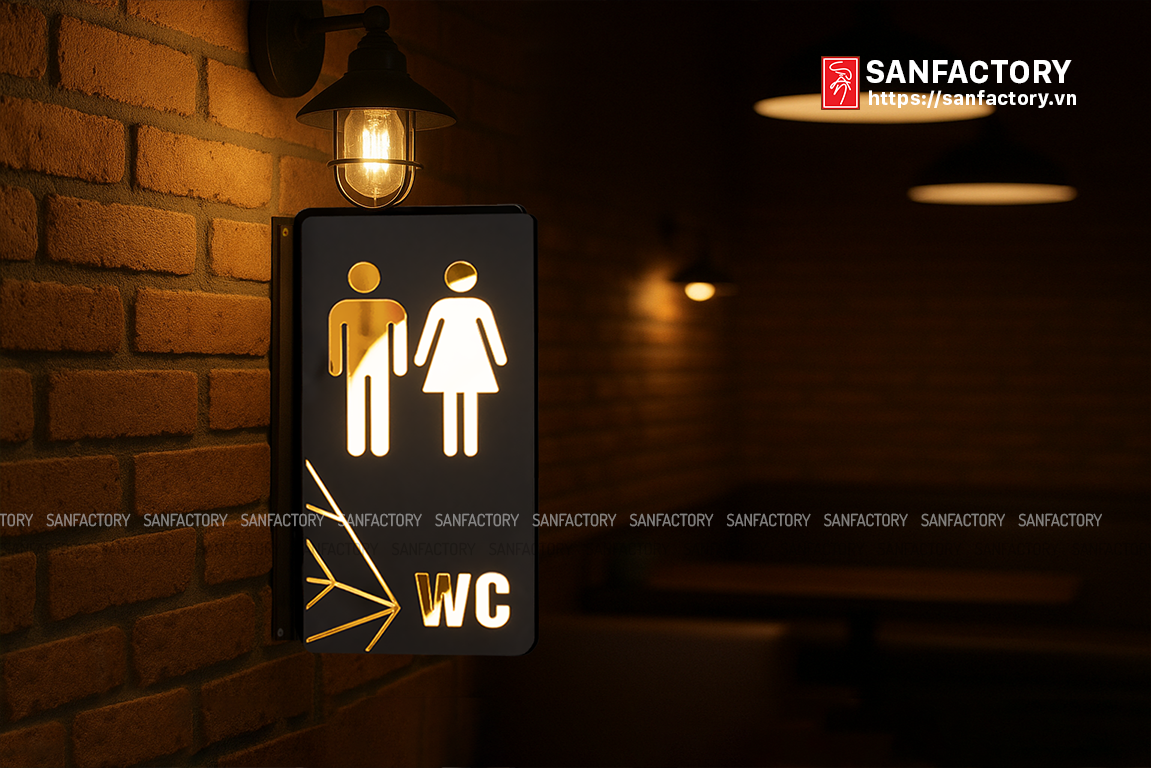 Biển toilet chất liệu mica cao cấp gắn vẫy