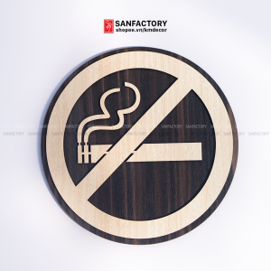 Biển icon No smoking cấm hút thuốc có sẵn băng dính SAN-TC01